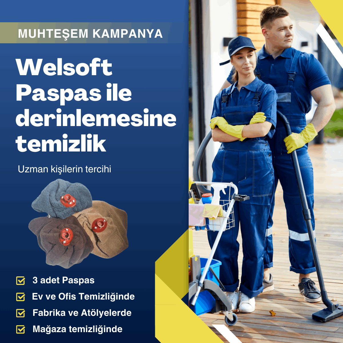 Welsoft Paspas - Havlu Yer Mop - Ev Ofis - Yer Temizleme Paspası - ESTE DECOR